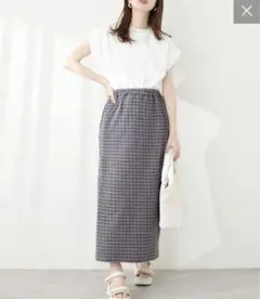 【mamamo】ウエスト調節ゴム付きスカート 新品natural couture