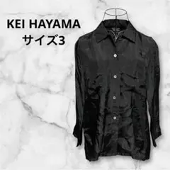 KEI HAYAMA⭐︎サイズ3⭐︎5部袖シャツブラウスサテンブラック　ケイハヤマ
