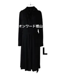 美品オンワード樫山field/dreamブラックラップスタイルワンピースL黒