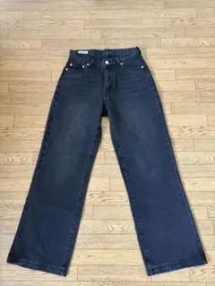LURAKU ダークグレー ワイドレッグデニム