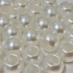 10mm/穴5mm パールビーズ 50個(パールホワイト)大穴