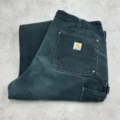 カーハート　ダブルニー　ダックペインターパンツ　フェード　古着　ブラック　W39