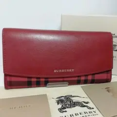 BURBERRY バーバリー レッド ボルドー ノバチェック 長財布 袋・付属品
