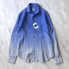 【新品未使用】バグッタ リネン100% ワイドカラーグラデーションシャツ 麻