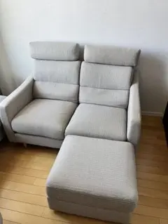 グレー L字型ソファセット オットマン付き