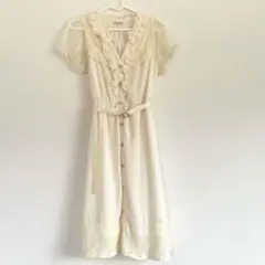 Axes femme アクシーズ アイボリー レース フリル ワンピース