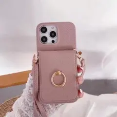 iPhone13Pro 14Proショルダーケース ピンク色　在庫1つのみ！