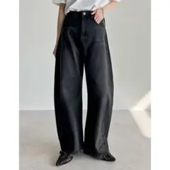 【期間限定値下げ中！美品】Re:EDIT／裾フリンジバレルレッグデニムパンツ