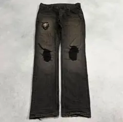 archive Lee crashed black denim pants