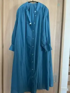 美品 ハッシュニュアンス オンワード ターコイズ 青 シャツ シャツワンピ