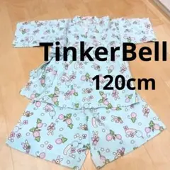 TINKER BELL 甚平 120サイズ 水色　うさぎ　朝顔柄
