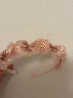 ベビー カチューシャ ピンク 蝶 花 誕生日 イベント