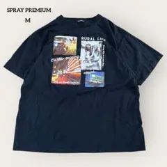 SPRAY PREMIUM フォト ロゴ カジュアル プリントTシャツ 黒 M