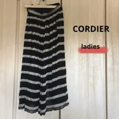 CORDIER シフォンフレアロングスカート　ボーダー