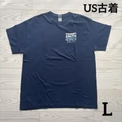 US古着 半袖Tシャツ ネイビー アメリカ古着 両面プリンGILDAN L