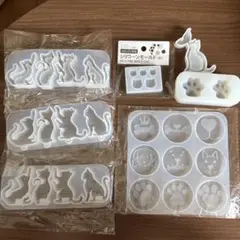 シリコンモールド 猫と肉球7個セット