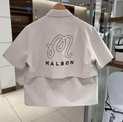 ✨新品未使用✨マルボンゴルフ メンズ 半袖シャツ バックロゴ ベージュ/黒