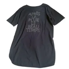 INTERPLANETダークグレー 半袖 Tシャツ フランス語バック刺繍あり