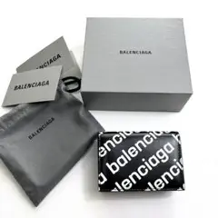 【新品】BALENCIAGA バレンシアガ ミニ財布 三つ折り財布 ロゴ 黒