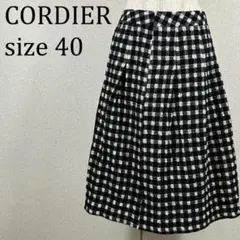 美品 コルディア CORDIER チェック柄 フレアスカート 40【352】