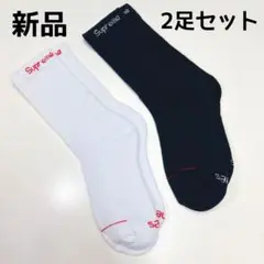 2足Supreme ソックス シュプリームソックス靴下 黒+白　合計2足セット