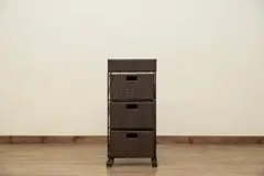 チェスト ラタン調 3段 / 新品未使用（ブラウン）