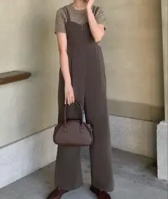 ✳️JUNOAH ダブルストラップハイウエストオールインワン