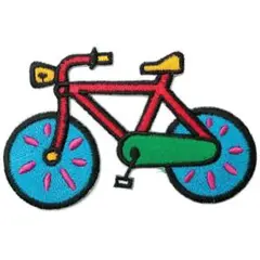 ワッペン 自転車 チャリンコ カラフル ブルー アイロン アップリケ 送料無料