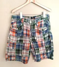 【美品】サブサエティ　メンズ　チェック　ハーフパンツ　マルチカラー　M