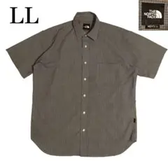 ザノースフェイス 半袖シャツ 刺繍タグ チェック 古着 LL 水色