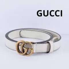 美品 GUCCI ダブルG バックル ベルト GG金具 ホワイト