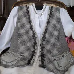 未使用品✨インポートロッサ☆グレーチェック柄ベスト☆☆