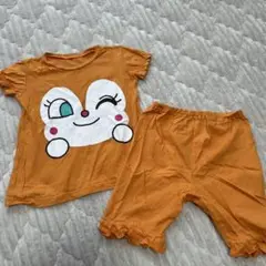 ドキンちゃん　オレンジ色 キャラクター ベビーパジャマ セット　アンパンマン