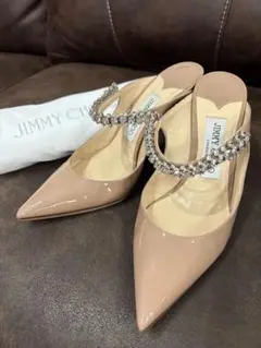 美品ジミーチュウJIMMY CHOO BING100ピンクベージュ ミュール36