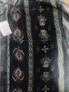 70〜80s 古着 柄シャツ ペイズリー バンダナ 黒 フェード