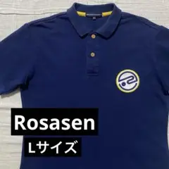 ●ロサーセン●ゴルフ ポロシャツ ネイビー L ロゴ刺繍 メンズ 半袖