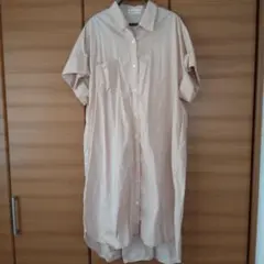 Shel'tter ベージュ 半袖シャツワンピース