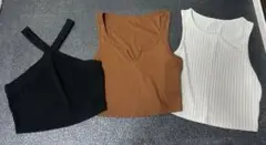 タンクトップ3点セット（ベージュ・ブラウン・ブラック）