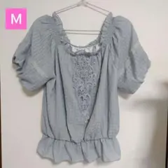 axes femme　オフショルレースブラウス　Ｍ　水色