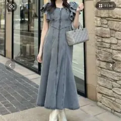 rienda フリルスリーブマーメイドワンピース　デニム　s
