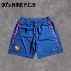 極美品 00's NIKE F.C.B バルセロナ 青紺 刺繍ロゴ ほぼ未使用