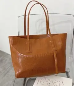 新品 茶色 クロコ トートバッグ メンズ レディース 高品質レザー 鞄 高級