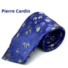 Pierre Cardin ネクタイ　ブルー　フラワー　シルク100%