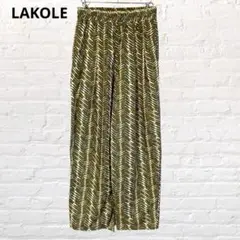 9852 LAKOLE ラコレ ワイドパンツ 総柄 ウエストゴム M 古着
