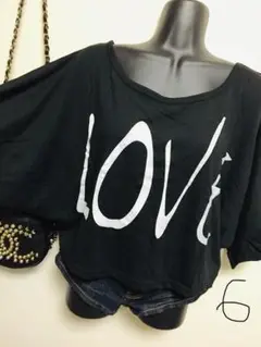 6.LOVEロゴ黒ドルマントップスバック編み上げ