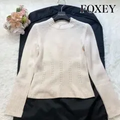 美品⭐️フォクシー 長袖ニットセーター クルーネック ウール アイボリー 38