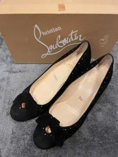 ルブタンChristian Louboutin リボン スエード パンプス 37