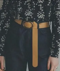 CLANE サークルバックルワイドベルト キャメル