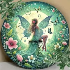 妖精と花のウェルカムボード　ブリキ看板