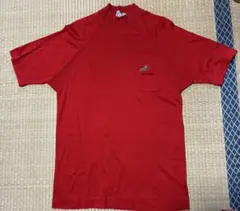クロコダイル 赤 ハイネック Tシャツ ポケット付き